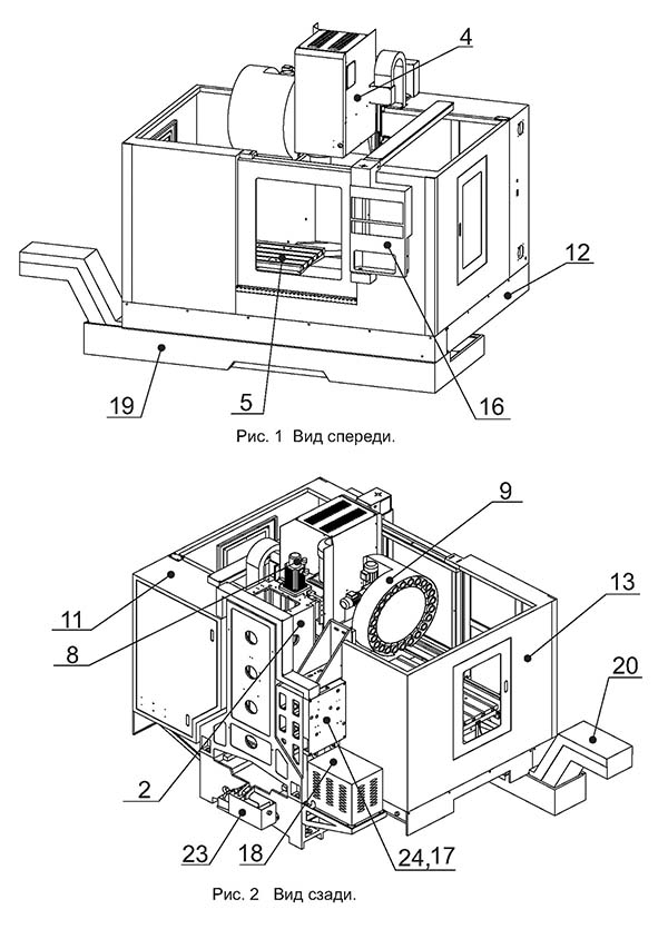 Розташування основних вузлів фрезерного обрабатывающего центра ФС85МФ3
